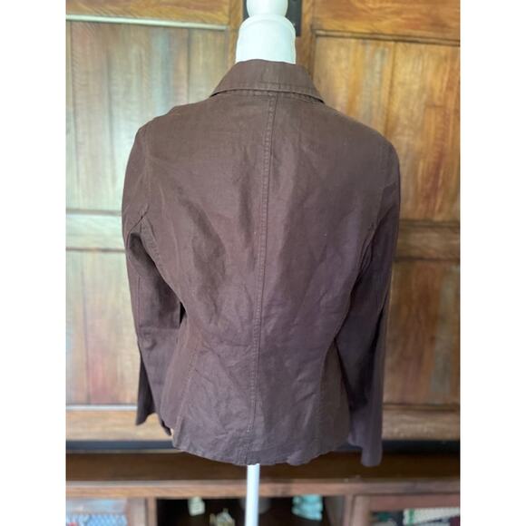 Talbots Women's Size 12 Blazer Irish Linen Chocolate Brown - Picture 3 of 5